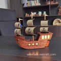 Wooden Pirate Ship Home Decoration With LED Light